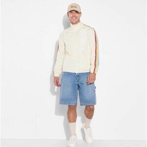 Pride Adult Long Sleeve Zip-Up Windbreaker Striped Jacket - Ivory Size M